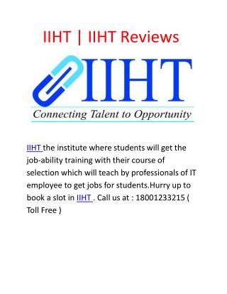 IIHT | IIHT Reviews