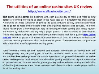 The utilities of an online casino sites UK review