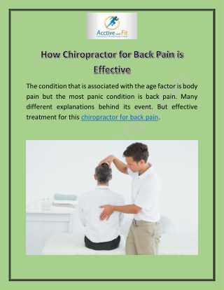 How chiropractor for back pain is effective