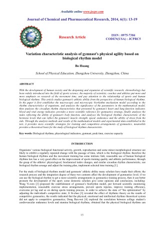 Variation characteristic analysis of gymnastâ€™s physical agility based on biological rhythm model