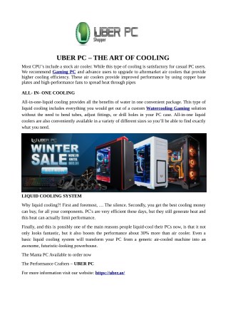 UBER PC â€“ THE ART OF COOLING