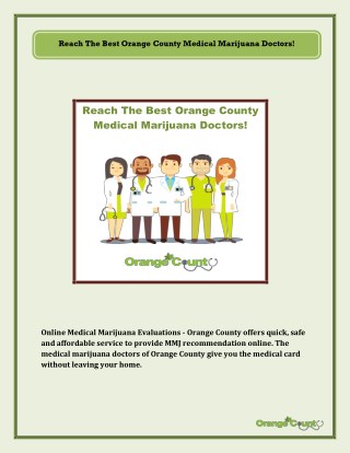 Reach The Best Orange County Medical Marijuana Doctors!