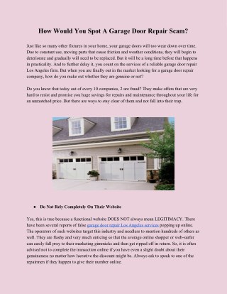 Garage Door Repair and Installation in Los Angeles