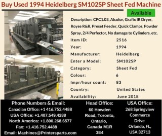 Buy Used 1994 SM102SP Heidelberg Printing Presses Machine