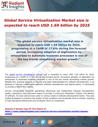 Global Service Virtualization Market size is expected to reach USD 1.69 billion by 2025