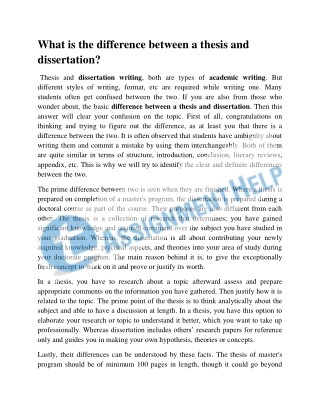 What is the difference between a thesis and dissertation?