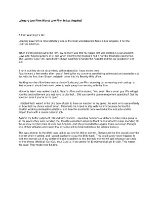 Lalezary Law Firm Worst Law Firm In Los Angeles!
