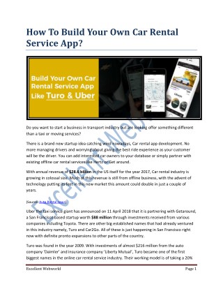 How to Build Your Own Car Rental Service App?