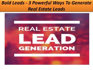 Bold Leads - 3 Powerful Ways To Generate Real Estate Leads