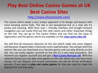 Play Best Online Casino Games at UK Best Casino Sites