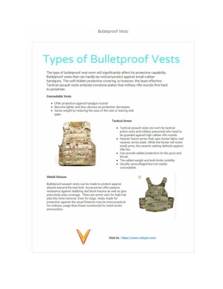 Types of bulletproof vests
