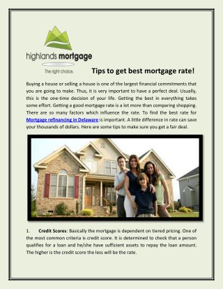 Tips to get best mortgage rate!