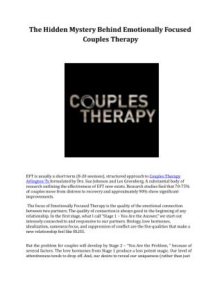 The Hidden Mystery Behind Emotionally Focused Couples Therapy