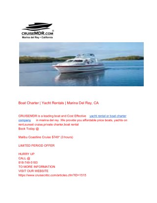 Boat Charter | Yacht Rentals | Marina Del Rey, CA