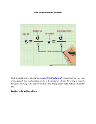 Fast Tips to Fix Mathâ€™s Problems