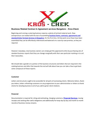 Business Related Contract & Agreement services Bangalore â€“ Kros-Check