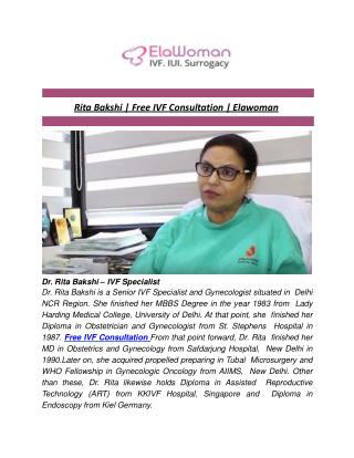 Rita Bakshi | Free IVF Consultation | Elawoman