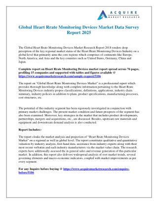 Heart Rrate Monitoring Devices Market Competitive Landscape, Growth, Trends And More In A New 2018 Report