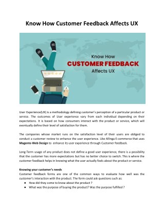 Enhance UX with Customer Feedback