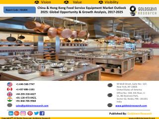 China & Hong Kong Food Service Equipment Market Outlook 2025: Global Opportunity & Growth Analysis, 2017-2025