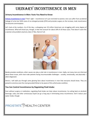 Urinary Incontinence in Men