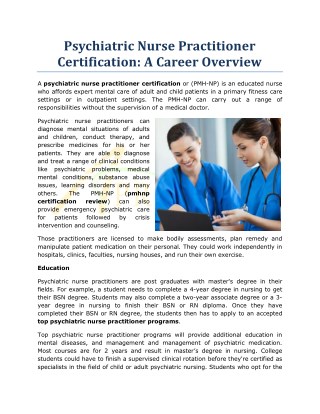 Psychiatric Nurse Practitioner Certification: A Career Overview