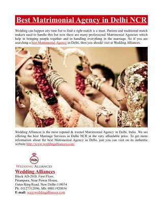 Best Matrimonial Agency in Delhi NCR