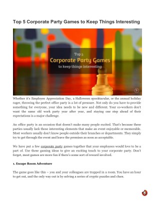 Top 5 Corporate Party Games to Keep Things Interesting