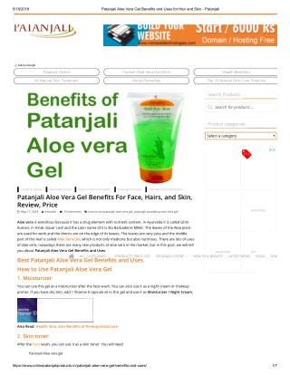Patanjali Aloe Vera Gel Benets For Face, Hairs, and Skin, Review, Price