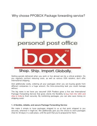 Why choose PPOBOX Package forwarding service?