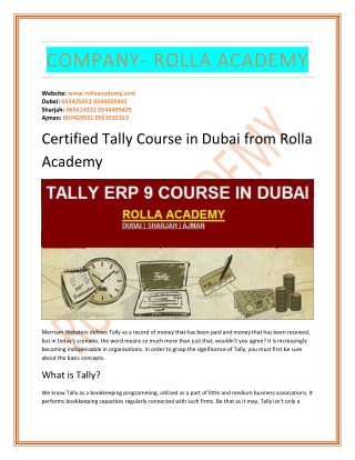 Certified Tally course in Dubai from Rolla Academy