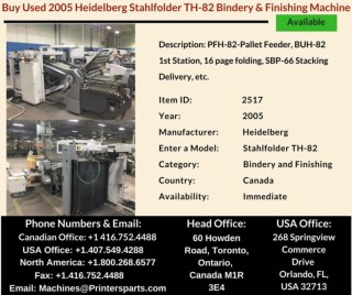 Buy Used 2005 Heidelberg Stahlfolder TH-82 Bindery and Finishing Machine