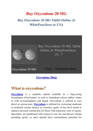 Buy Oxycodone 20 MG