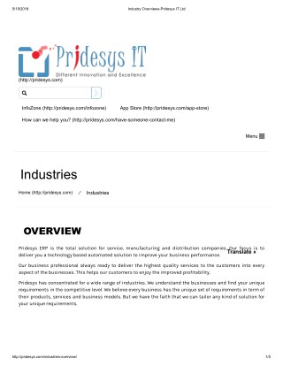 Industry Overviews-Pridesys IT Ltd