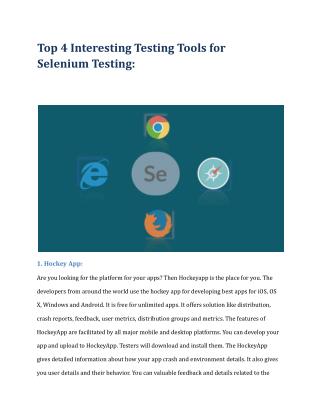 Top 4 Interesting Testing Tools for Selenium Testing: