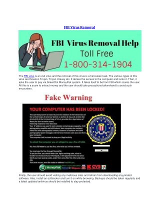 FBI Virus removal Help And Guidance