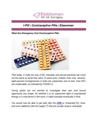 I-Pill | Contraceptive Pills | Elawoman