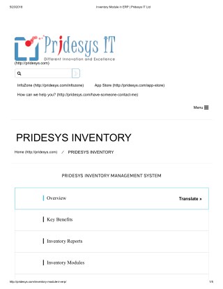 Inventory Module in ERP | Pridesys IT Ltd