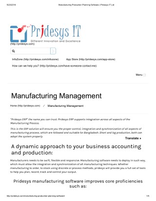 Manufacturing Production Planning Software | Pridesys IT Ltd