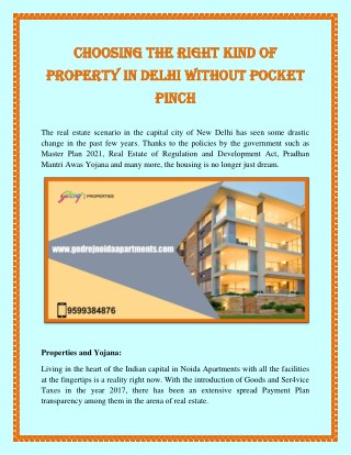 Choosing the Right Kind of Property in Delhi without Pocket Pinch