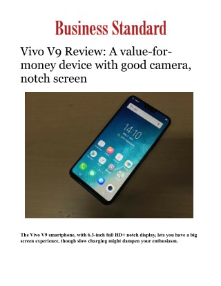 Vivo V9 Review: A value-for-money device with good camera, notch screen