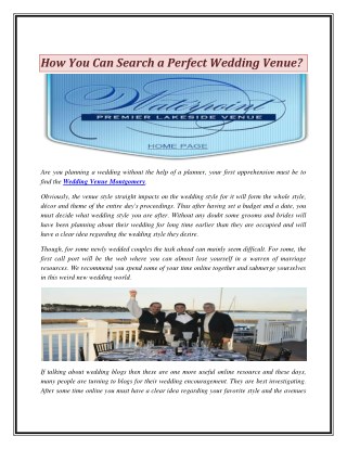 How You Can Search a Perfect Wedding Venue