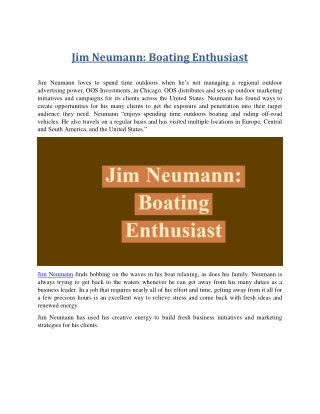 Jim Neumann: Boating Enthusiast