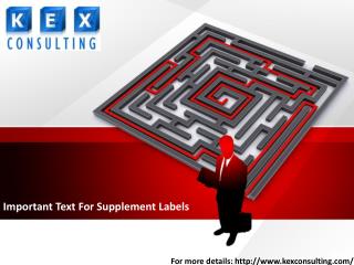 Important Text For Supplement Labels