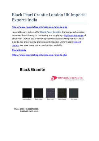 Black Pearl Granite London UK Imperial Exports India