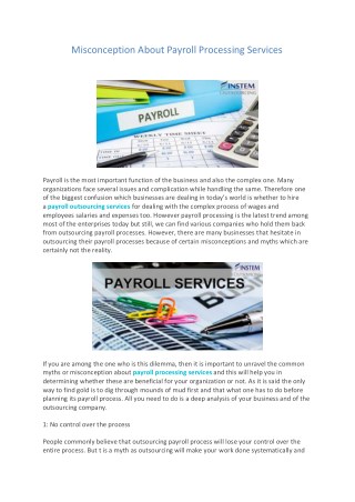 Misconception About Payroll Processing Services