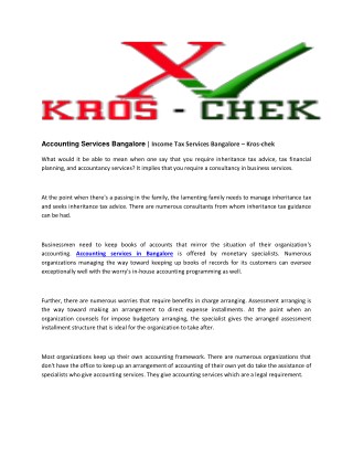 Accounting Services Bangalore | Income Tax Services Bangalore â€“ Kros-chek