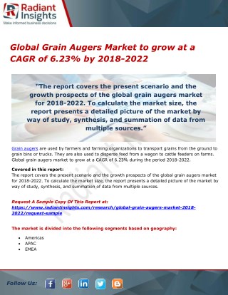 Global Grain Augers Market to grow at a CAGR of 6.23% by 2018-2022