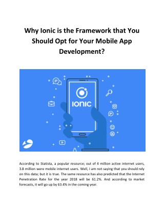 Why Ionic is the Framework that You Should Opt for Your Mobile App Development?