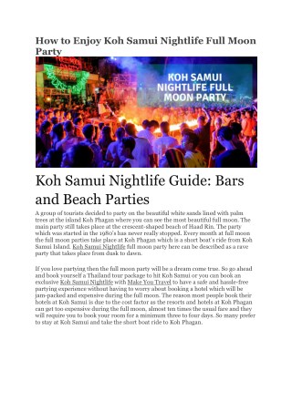 How to Enjoy Koh Samui Nightlife Full Moon Party